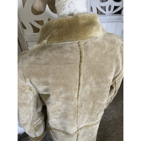 Marvin Richard’s Suede Leather Faux Fur Trim Tan Coat Size Large Y2K Vintage - Picture 5 of 11